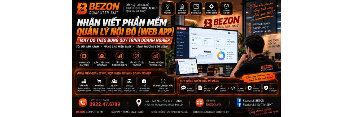 Nhận Viết Phần Mềm Quản Lý Nội Bộ (Web App) May Đo Theo Đúng Quy Trình Doanh Nghiệp