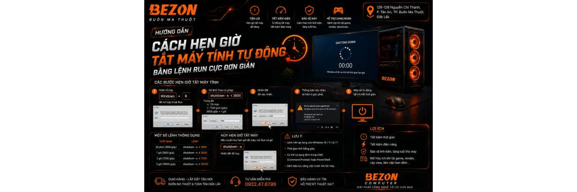 Cách Hẹn Giờ Tắt Máy Tính Bằng Lệnh Run | BEZON