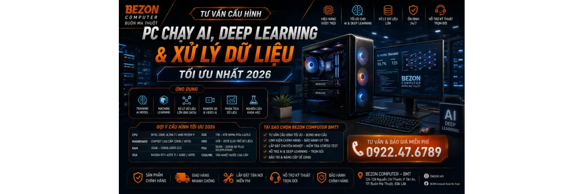 Tư Vấn Cấu Hình PC Chạy AI, Deep Learning & Xử Lý Dữ Liệu Tối Ưu Nhất 2026