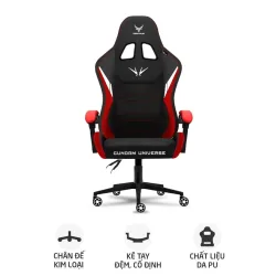 Ghế gaming CENTAUR Gundam Universe | Đen đỏ, 150kg, Chân xoay, Da PU - Bezon Buôn Ma Thuột
