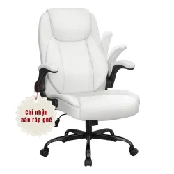 Ghế văn phòng 7057 | Trắng, 120kg, Chân xoay, Da PU (CHỈ NHẬN BÁN RÁP GHẾ) - Bezon Buôn Ma Thuột