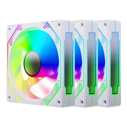 Quạt tản nhiệt PC Coolmoon F3 | Kit 3 fan 122mm, ARGB, Trắng - Bezon Buôn Ma Thuột