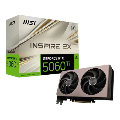 Card màn hình NVIDIA GeForce RTX 5060 Ti MSI INSPIRE 2X OC | 8GB GDDR7, 4608 CUDA, nguồn đề nghị 600W