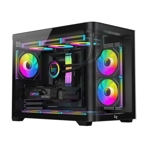 Thùng máy LinkTech Siren M (Chưa kèm Fan) | M-ATX/ITX, Mặt kính cong, Đen