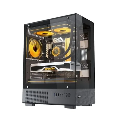 Thùng máy MIK H3 Hồ Cá | M-ATX/ITX, Kính cường lực, Đen