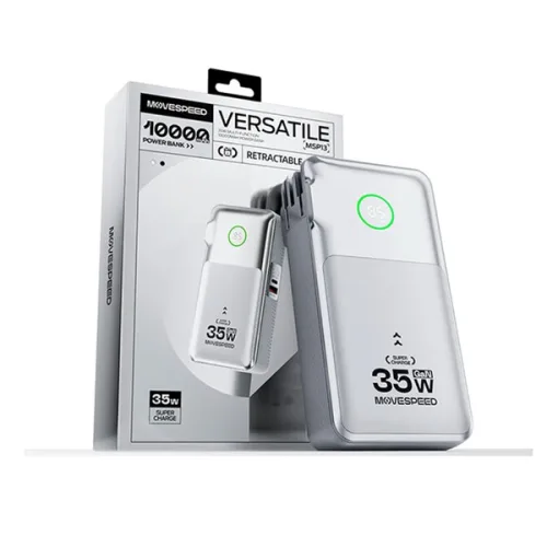 Củ sạc kiêm sạc dự phòng 3-in-1 Movespeed MSP13 | 35W, 10000mAh, Bạc