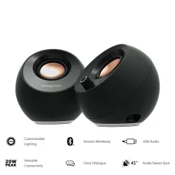 Loa Creative Pebble Pro | Bluetooth, Đen (51MF1710AA000) - Bezon Buôn Ma Thuột