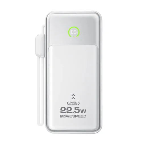 Sạc dự phòng Movespeed MSP19 22.5W | 10000mAh, Màn Led, Tích hợp Type C, White