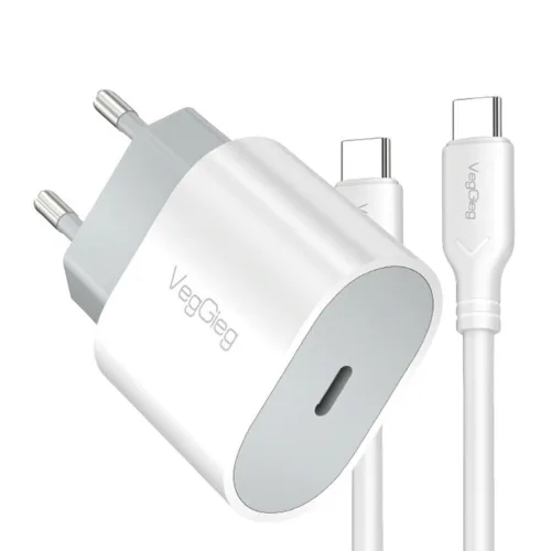 Bộ sạc nhanh Veggieg V-M101 PD20W + Cáp Type C 1.2M (Chuẩn EU)