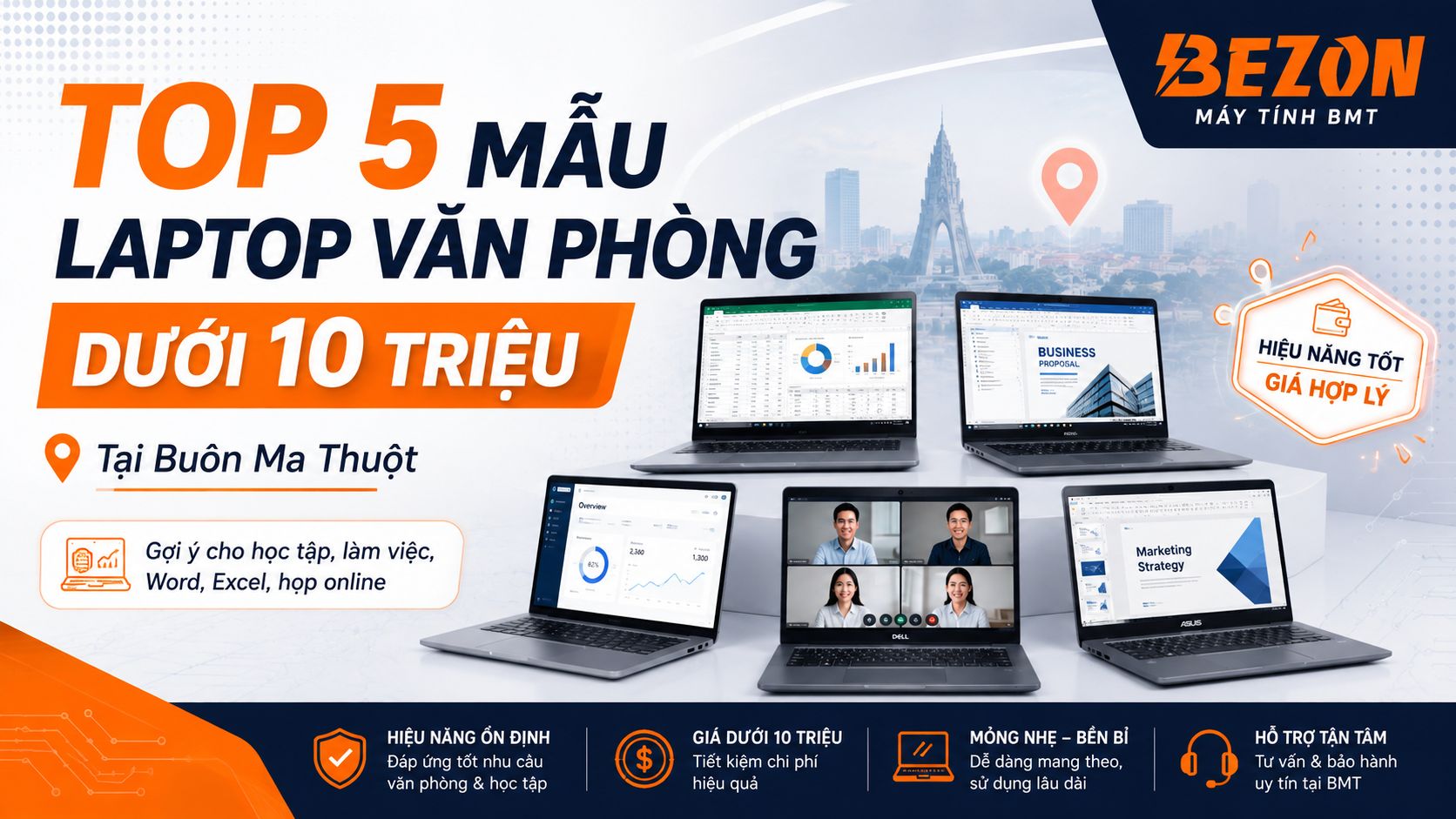 Top 5 Mẫu Laptop Văn Phòng Dưới 10 Triệu Đáng Chọn Tại Buôn Ma Thuột