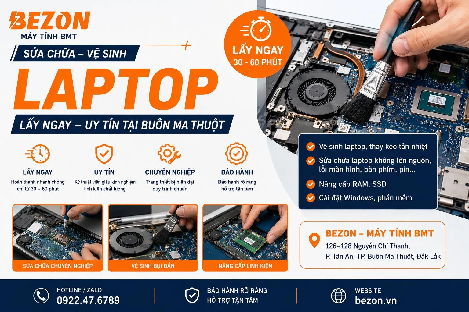 Sửa Chữa, Vệ Sinh Laptop Lấy Ngay Uy Tín Tại Buôn Ma Thuột