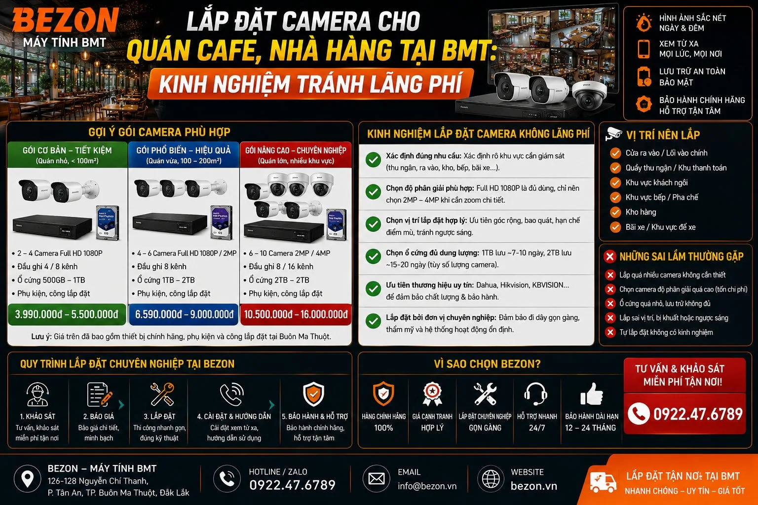 Lắp Đặt Camera Cho Quán Cafe, Nhà Hàng Tại BMT: Kinh Nghiệm Tránh Lãng Phí