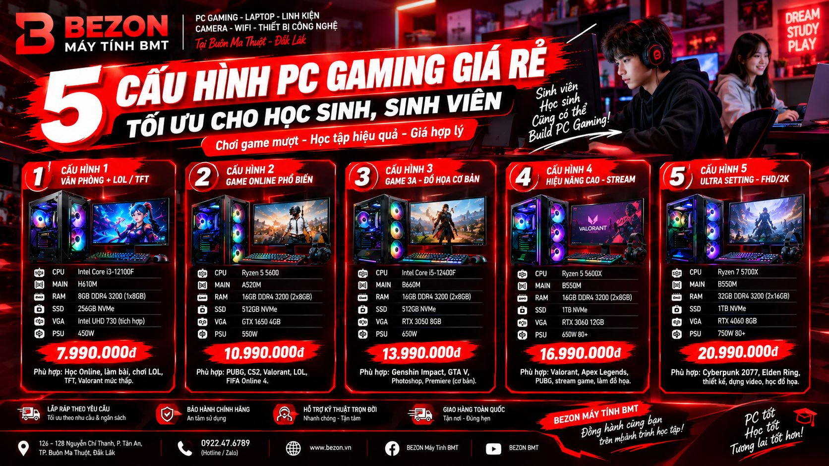 5 Cấu Hình PC Gaming Giá Rẻ Tối Ưu Cho Học Sinh, Sinh Viên