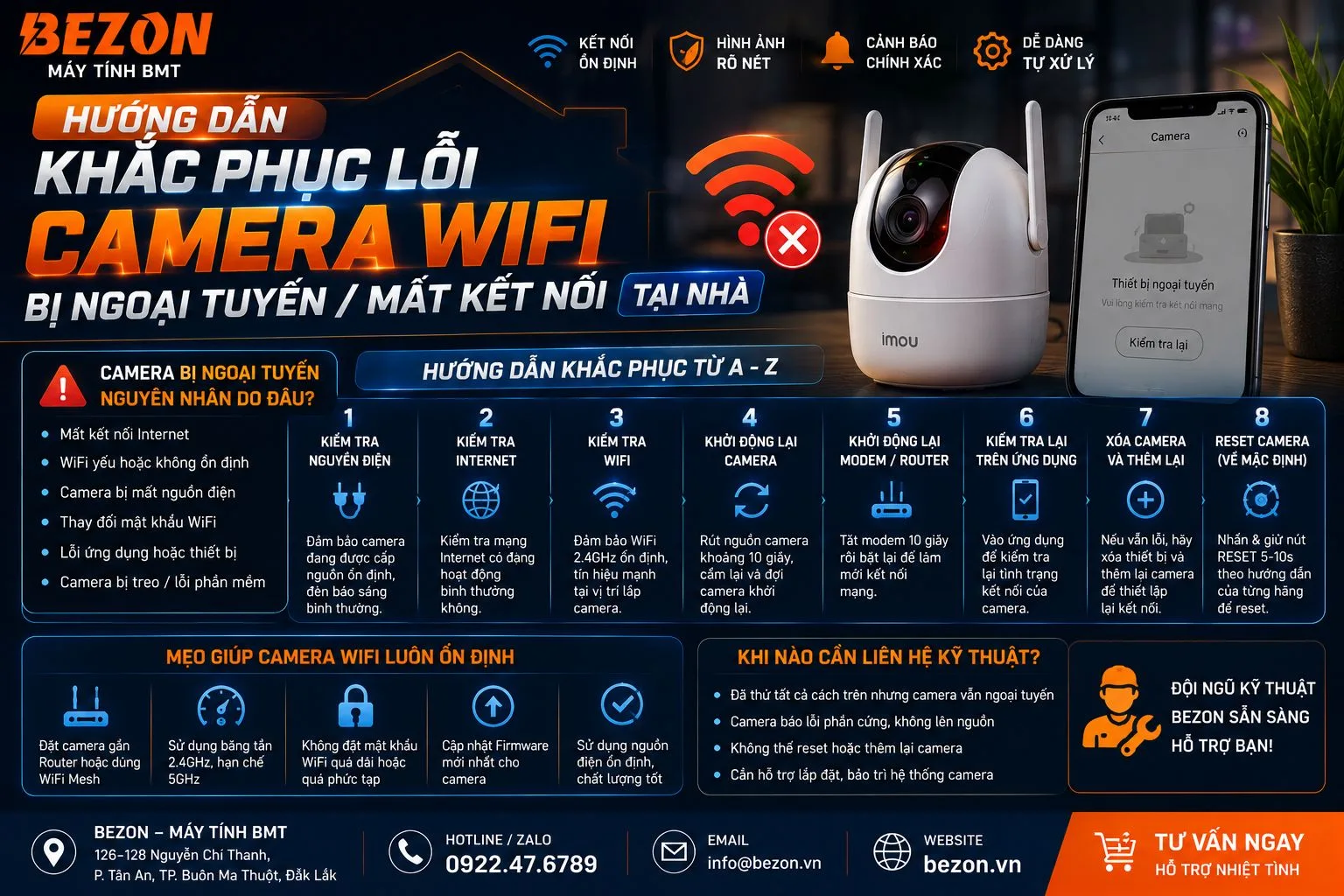 Hướng Dẫn Khắc Phục Lỗi Camera Wifi Bị Ngoại Tuyến/Mất Kết Nối Tại Nhà