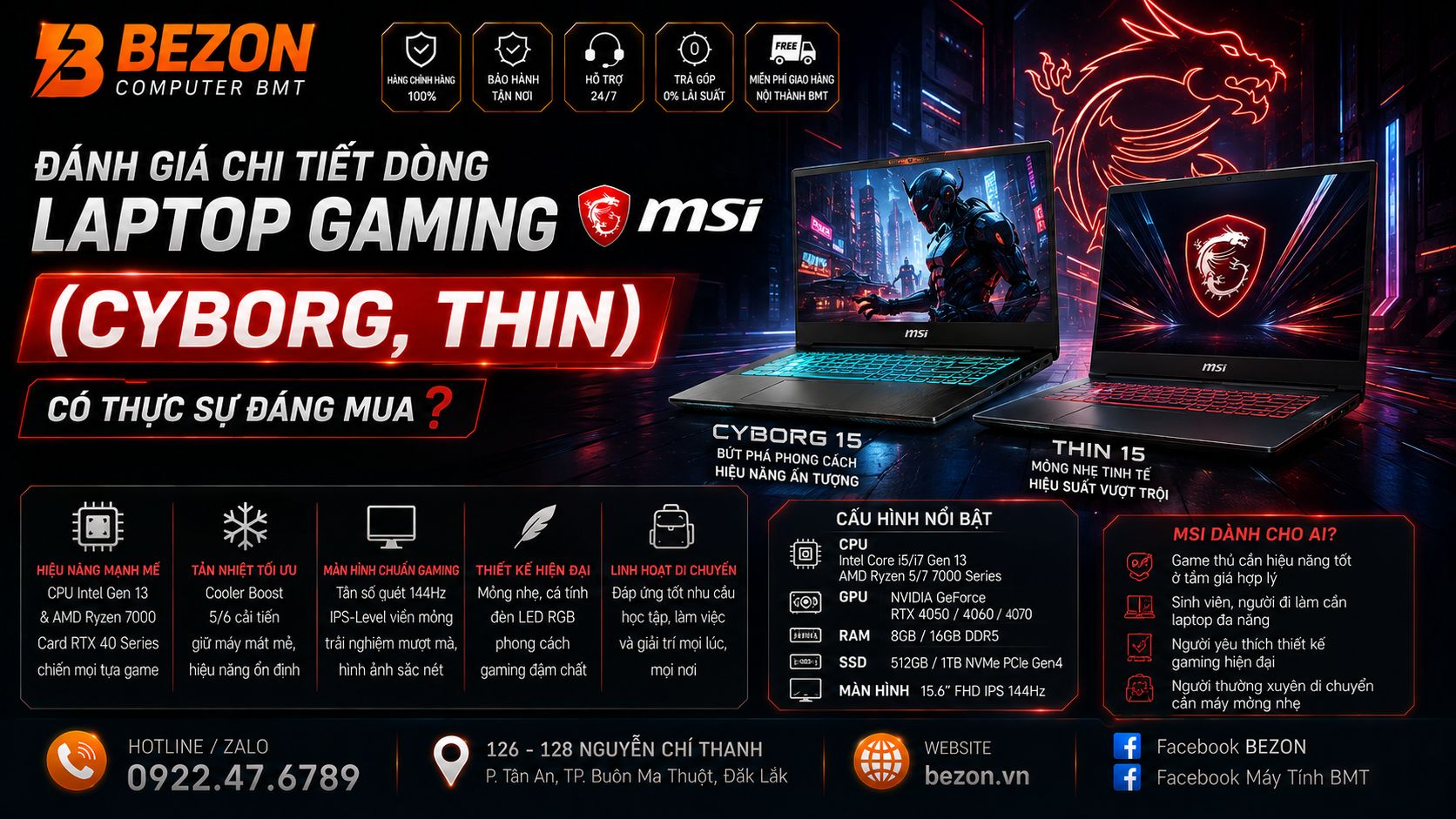 Đánh giá chi tiết dòng Laptop Gaming MSI (Cyborg, Thin): Có thực sự đáng mua?