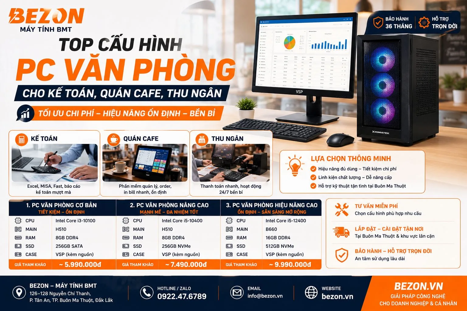 Top Cấu Hình PC Văn Phòng Cho Kế Toán, Quán Cafe, Thu Ngân Tối Ưu Chi Phí