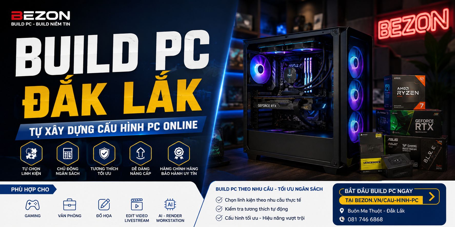 Build PC Đắk Lắk – Tự Xây Dựng Cấu Hình PC Online