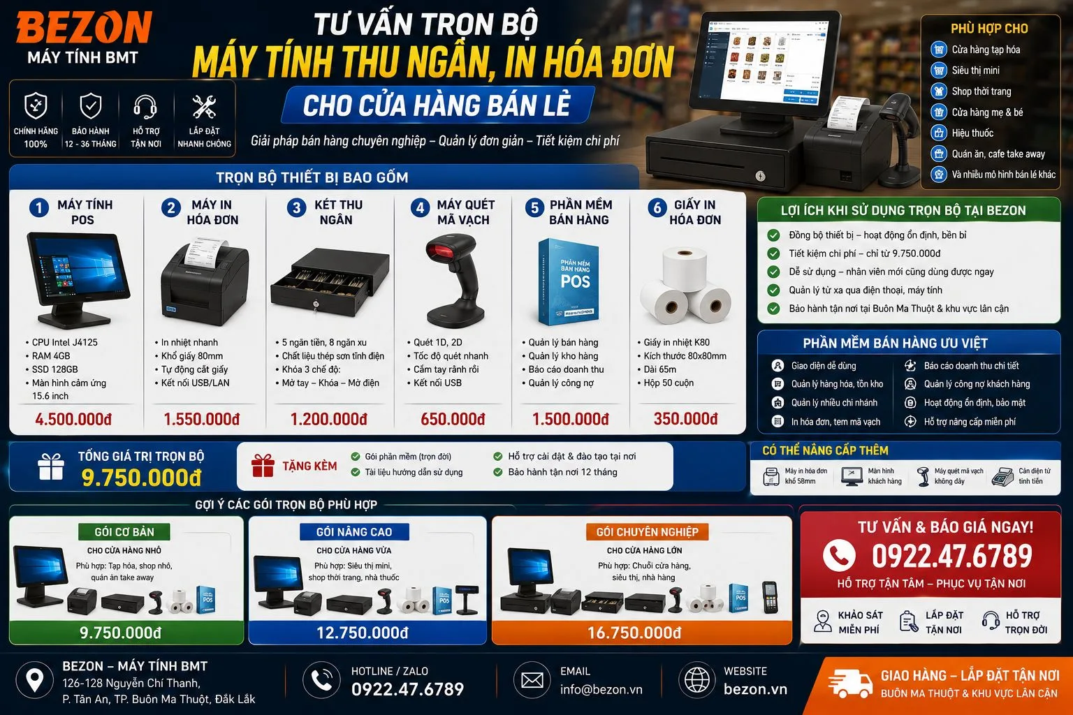 Tư Vấn Trọn Bộ Máy Tính Thu Ngân, In Hóa Đơn Cho Cửa Hàng Bán Lẻ