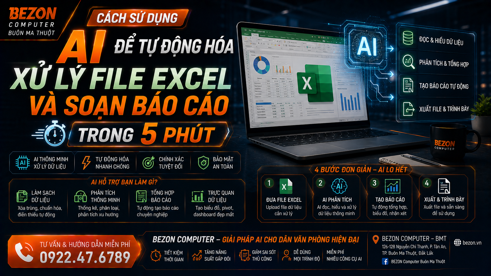 Cách Sử Dụng AI Để Tự Động Hóa Xử Lý File Excel Và Soạn Báo Cáo Trong 5 Phút