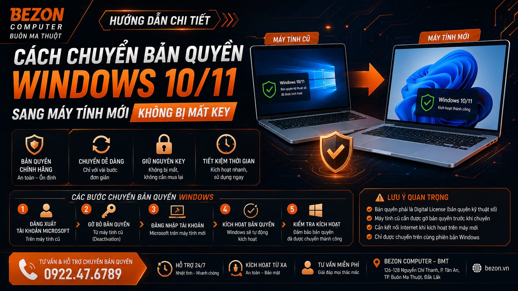 Cách Chuyển Bản Quyền Windows 10/11 Sang Máy Tính Mới Không Bị Mất Key