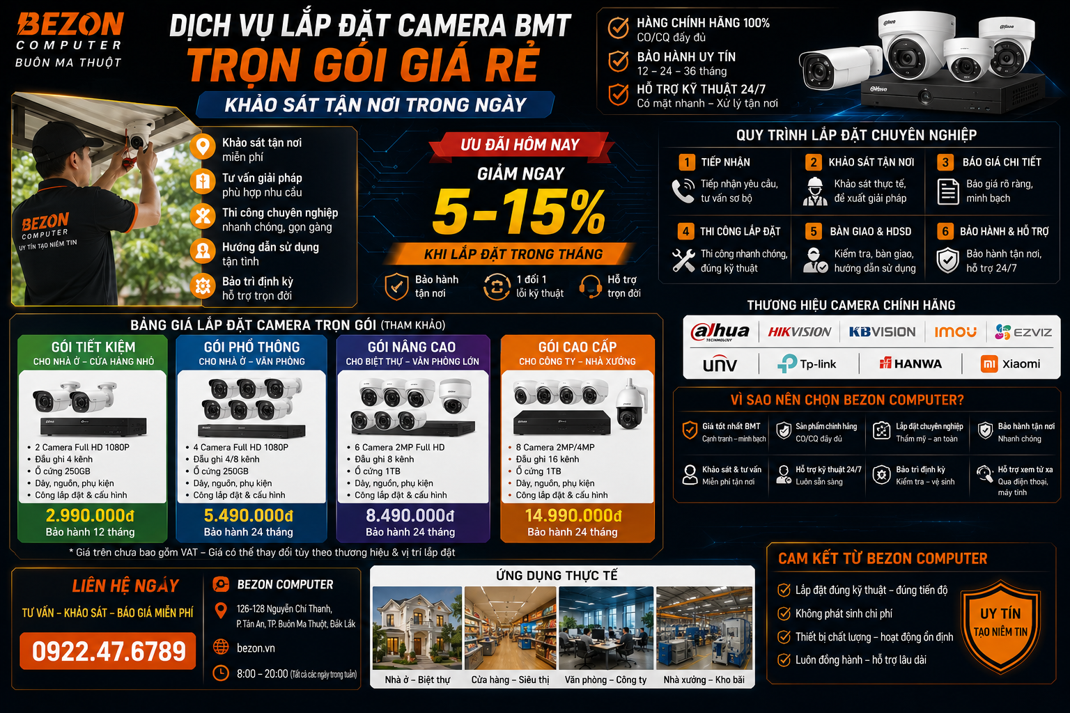 Dịch Vụ Lắp Đặt Camera BMT Trọn Gói Giá Rẻ – Khảo Sát Tận Nơi Trong Ngày