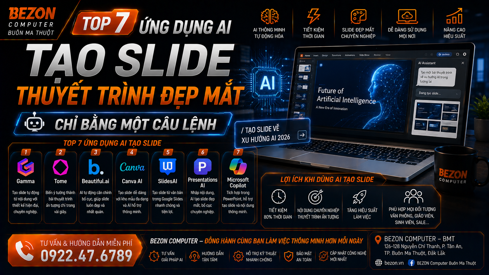 Top 7 Ứng Dụng AI Tạo Slide Thuyết Trình Đẹp Mắt Chỉ Bằng Một Câu Lệnh