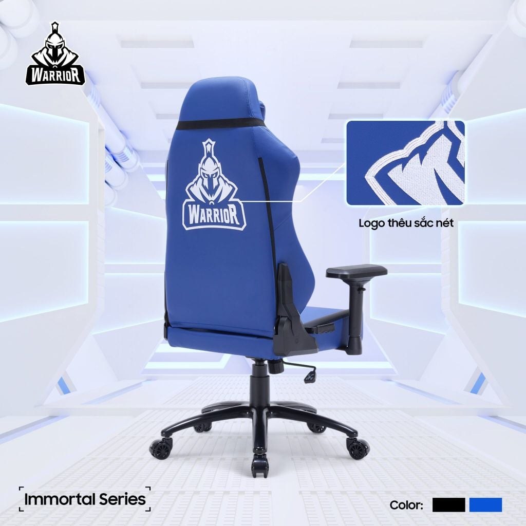 Ghế gaming WARRIOR Immortal WGC225 | Xanh, 120kg, Chân xoay, Da PU