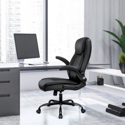 Ghế văn phòng OEM 7057 | Đen, 120kg, Chân xoay, Da PU