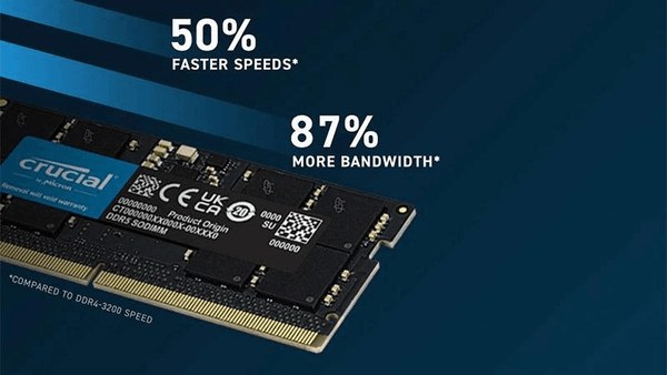 RAM Laptop Crucial 16GB DDR5 | (1x16GB), 5600MHz CT16G56C46S5