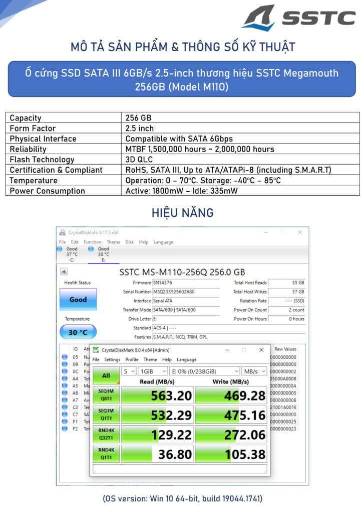Ổ cứng SSD SSTC M110 Megamouth 256GB | SATA III, 2.5