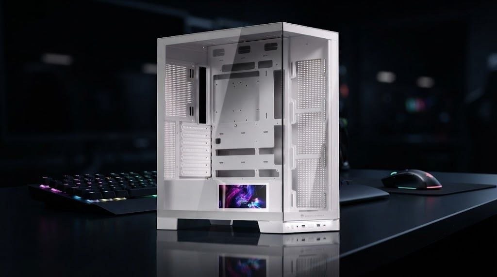 Thùng máy Jungle Leopard AX-8 LCD (Không kèm Fan) | Mid Tower, ATX/M-ATX/ITX, ARGB, Trắng