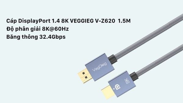 Hỗ trợ độ phân giải lên đến 8K@60Hz, mang đến chất lượng sắc nét