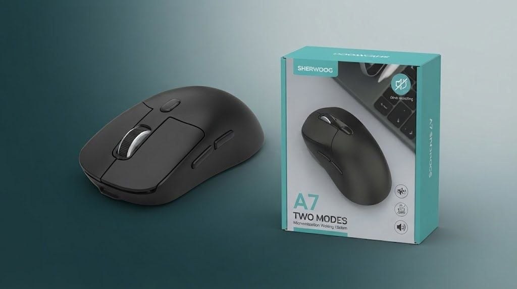 Chuột Gaming Shipadoo A7 Pin Sạc Black | Không dây, 6 nút, 3600 DPI, Pin sạc 300mAh, Đen