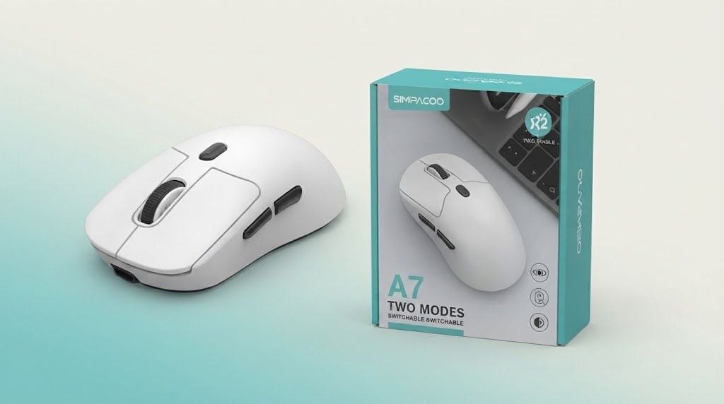 Chuột Gaming Shipadoo A7 Pin Sạc White | Không dây, 6 nút, 3600 DPI, Pin sạc 300mAh, Trắng