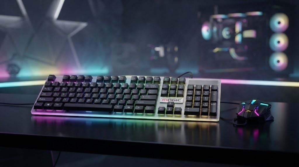 Combo Phím Chuột Gaming Magic KM-01L | Có dây, Led Rainbow, Đen