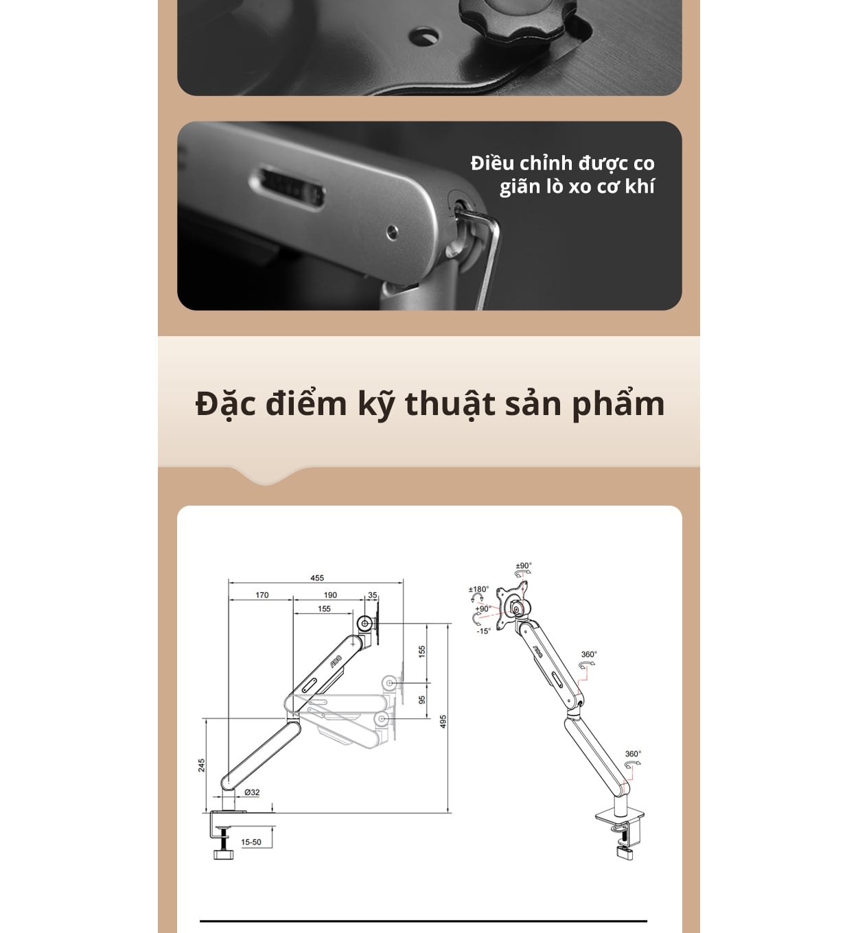 Giá treo màn hình AOC AM400B - Đen | 17 - 34 inch