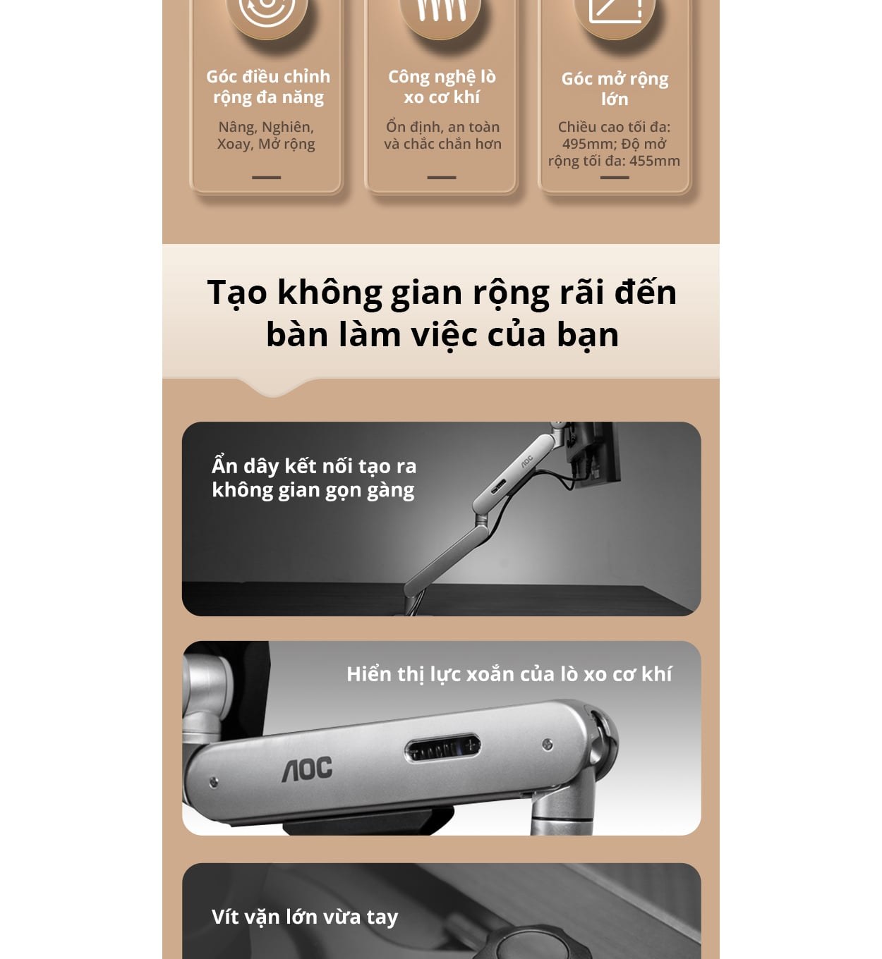 Giá treo màn hình AOC AM400G - Gray | 17 - 34 inch