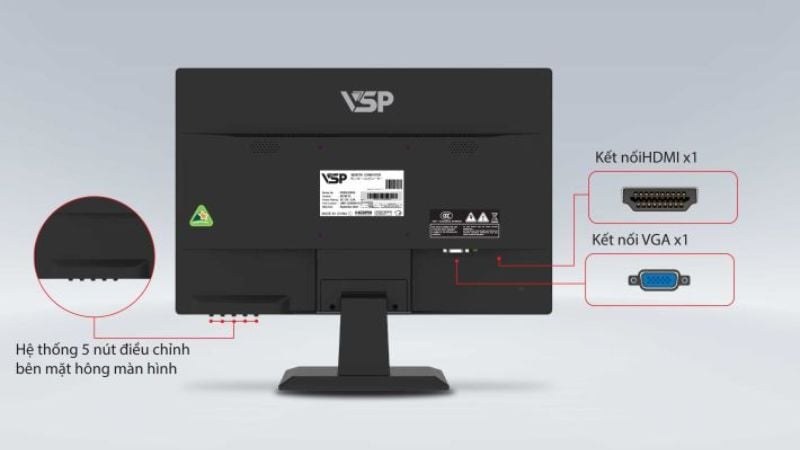 Với cổng kết nối VGA và HDMI, màn hình VSP 20 VS20 dễ dàng kết nối với nhiều loại thiết bị