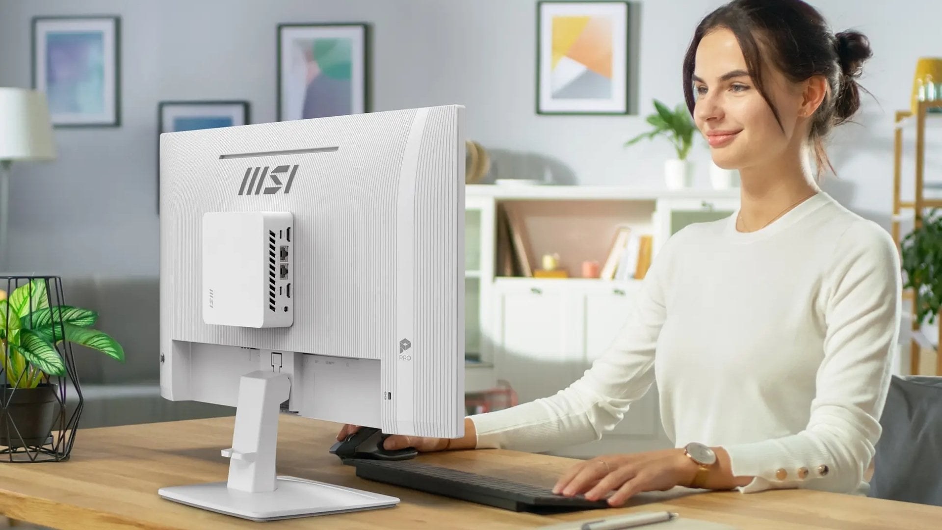 Màn hình Văn phòng MSI PRO MP243W E14 Trắng - Kết nối đa dạng