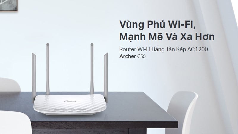 Archer C50 có tốc độ Wi-Fi nhanh hơn với chuẩn 802.11ac nhanh gấp 5 lần chuẩn Wi-Fi N