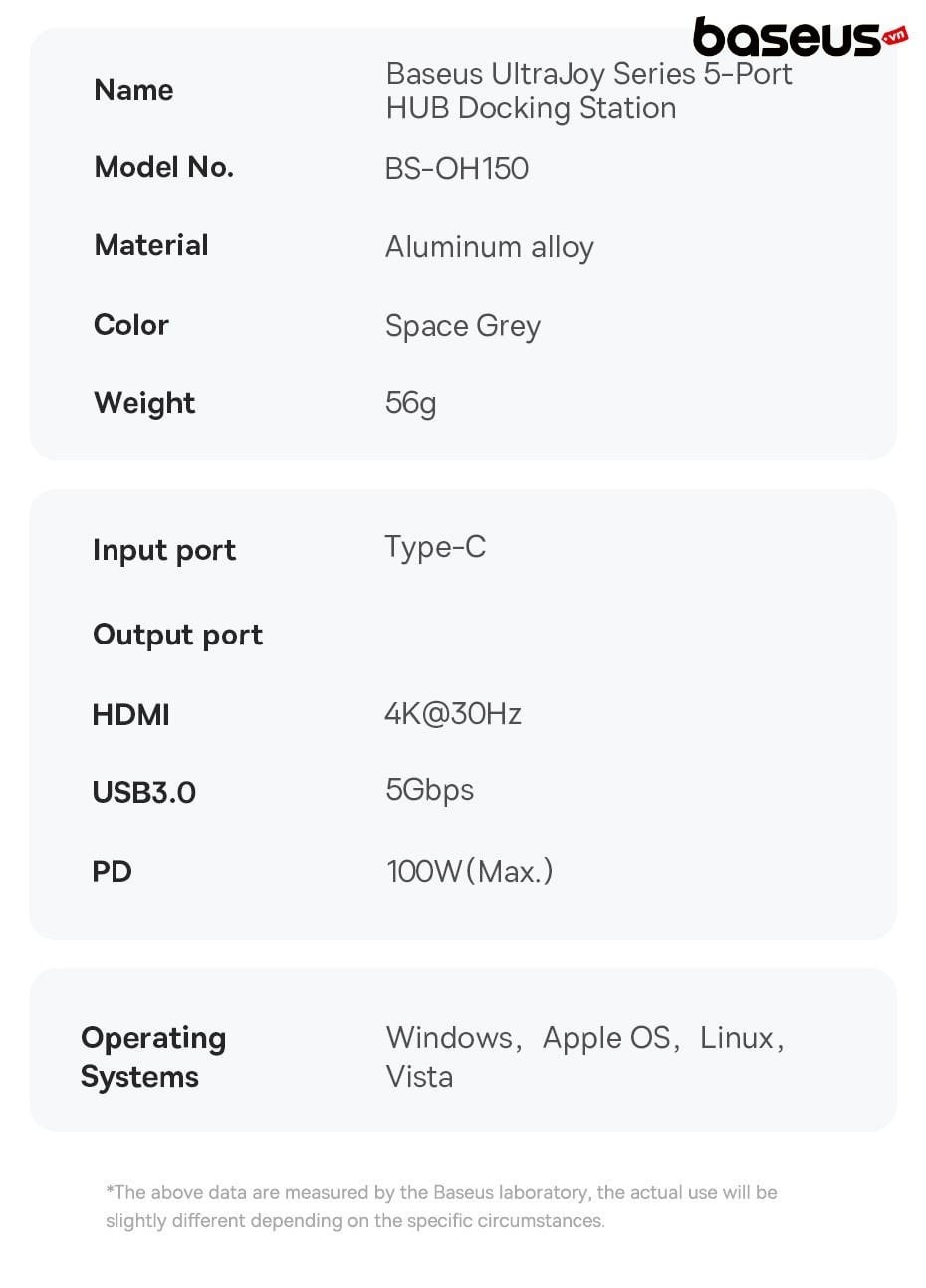 Hub chuyển đổi Type C Baseus Ultra Joy Series 6-Port HUB AIR Space Grey