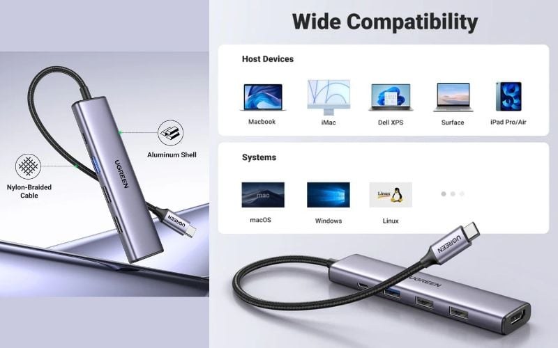 Ugreen 15495 cung cấp một cổng HDMI hỗ trợ chuẩn HDMI 1.4 và HDCP 1.4